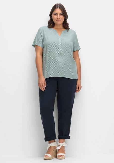 Sheego Tunika Mit Kurzarm Und Verlängertem Rückenteil - Mint Gemustert Sheego