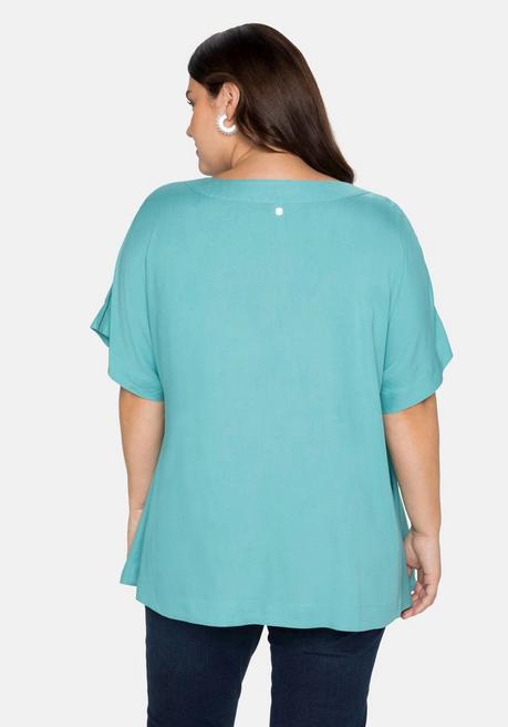 Sheego Tunika Mit Lochmuster, Leicht Ausgestellt - Aqua Sheego