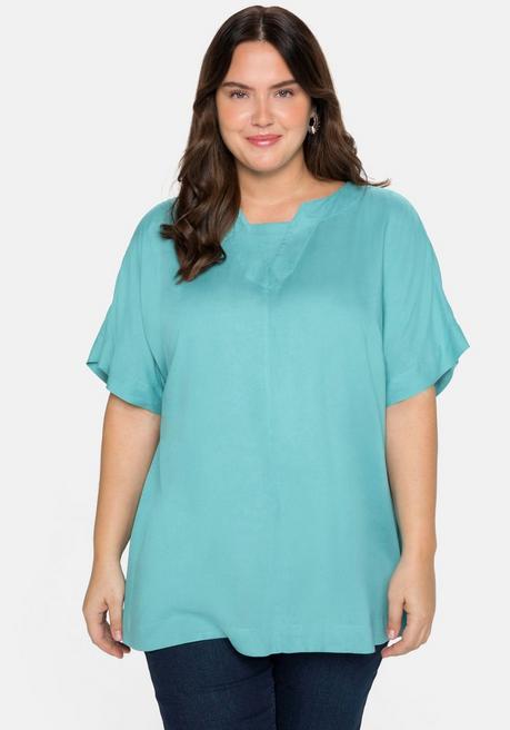 sheego Tunika mit Lochmuster, leicht ausgestellt - aqua sheego