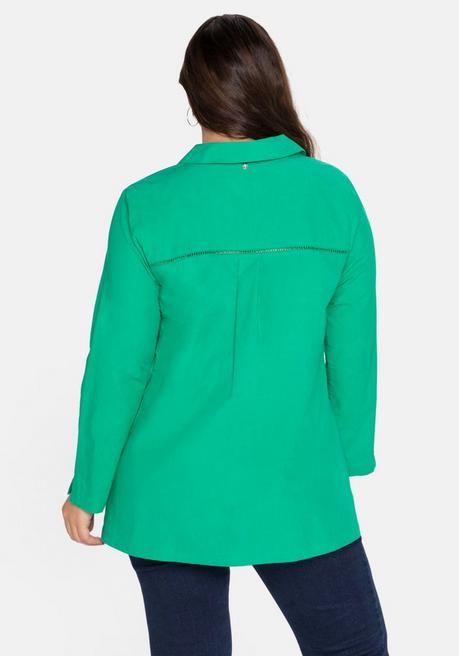 Sheego Tunika Mit Lochmuster Und Blusenkragen - Blattgrün Sheego