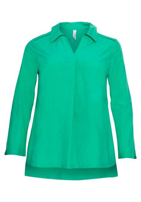 Sheego Tunika Mit Lochmuster Und Blusenkragen - Blattgrün Sheego