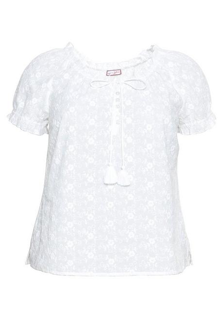 Sheego By Joe Browns Tunika Mit Lochstickerei Und Rüschen - Weiß Sheego