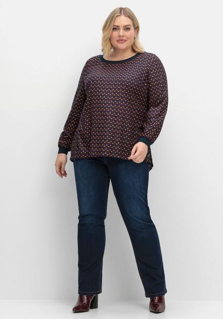 Sheego Tunika Mit Minimal-Alloverprint, Aus Twill - Beere Gemustert Sheego