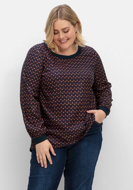 Sheego Tunika Mit Minimal-Alloverprint, Aus Twill - Beere Gemustert Sheego