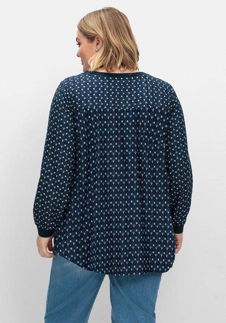 Sheego Tunika Mit Minimal-Alloverprint, Aus Twill - Nachtblau Gemustert Sheego