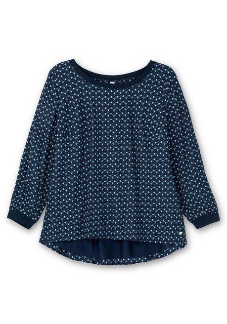 Sheego Tunika Mit Minimal-Alloverprint, Aus Twill - Nachtblau Gemustert Sheego