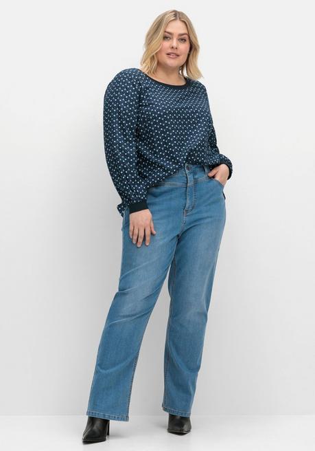 Sheego Tunika Mit Minimal-Alloverprint, Aus Twill - Nachtblau Gemustert Sheego