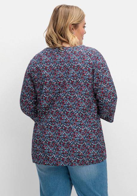 Sheego Tunika Mit Minimal-Alloverprint - Nachtblau Gemustert Sheego