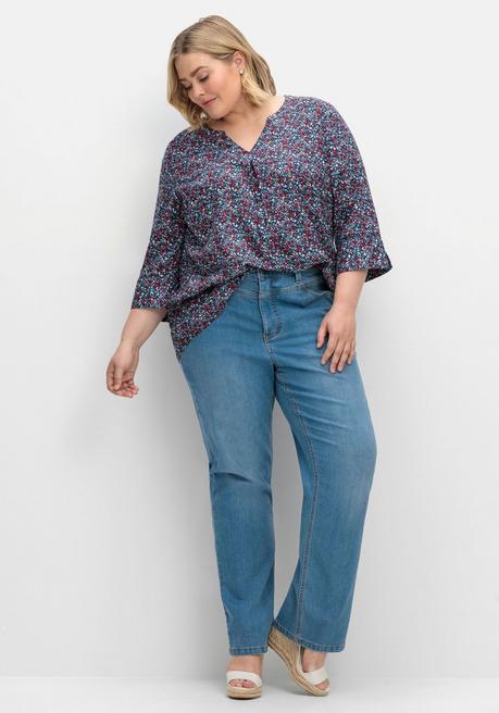 Sheego Tunika Mit Minimal-Alloverprint - Nachtblau Gemustert Sheego