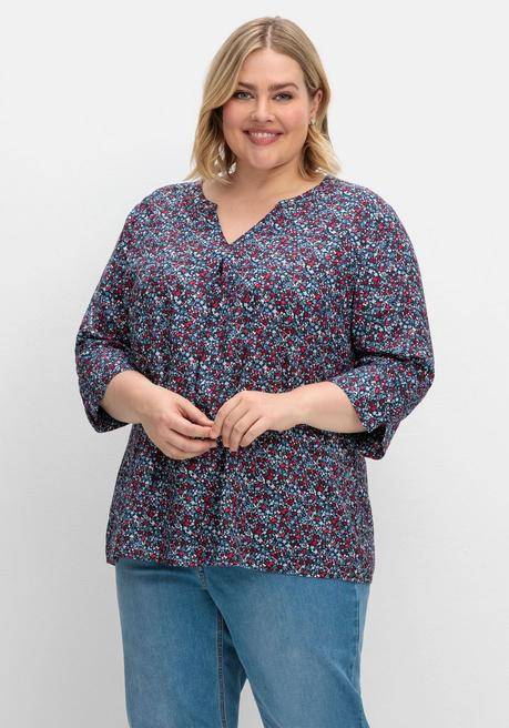 sheego Tunika mit Minimal-Alloverprint - nachtblau gemustert sheego