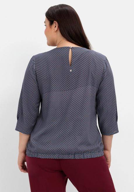 Sheego Tunika Mit Minimalprint Und Gummizugbund - Nachtblau Gemustert Sheego