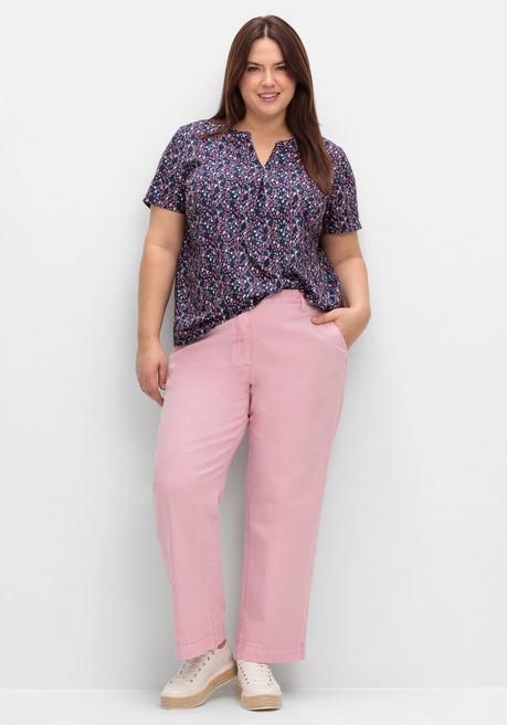 Sheego Tunika Mit Minimalprint Und Kurzen Ärmeln - Marine Gemustert Sheego