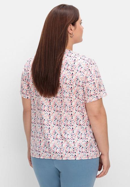 Sheego Tunika Mit Minimalprint Und Kurzen Ärmeln - Weiß Gemustert Sheego