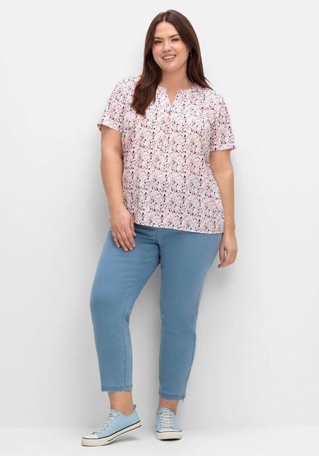 Sheego Tunika Mit Minimalprint Und Kurzen Ärmeln - Weiß Gemustert Sheego