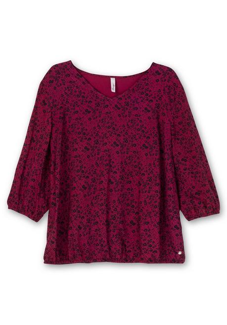 Sheego Tunika Mit Minimalprint Und Saum-Gummizug - Beere Gemustert Sheego