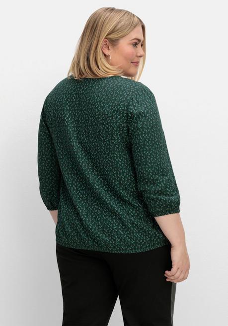 Sheego Tunika Mit Minimalprint Und Saum-Gummizug - Tiefgrün Gemustert Sheego