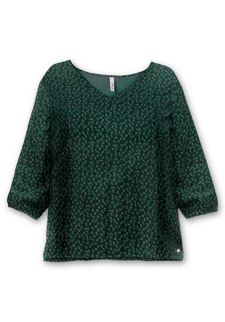 Sheego Tunika Mit Minimalprint Und Saum-Gummizug - Tiefgrün Gemustert Sheego