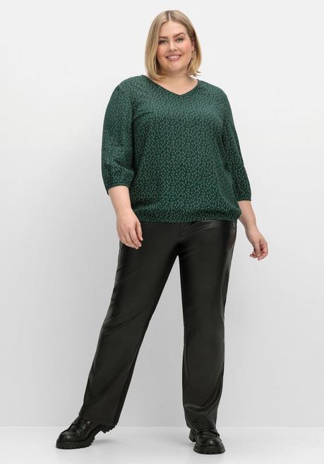 Sheego Tunika Mit Minimalprint Und Saum-Gummizug - Tiefgrün Gemustert Sheego