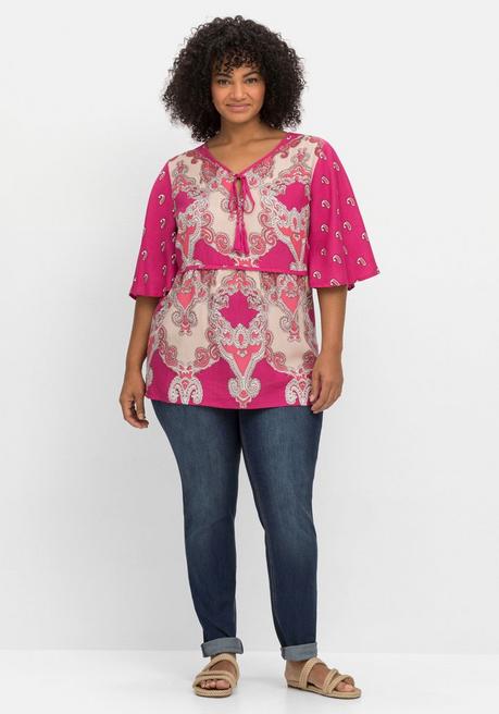 Sheego By Joe Browns Tunika Mit Ornamentdruck Und 3/4-Flügelärmeln - Pink Bedruckt Sheego