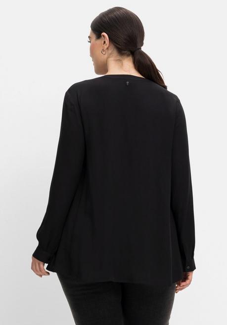 Sheego Tunika Mit Pailletten Am V-Ausschnitt - Schwarz Sheego