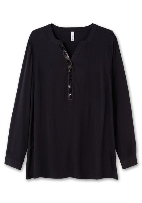 Sheego Tunika Mit Pailletten Am V-Ausschnitt - Schwarz Sheego