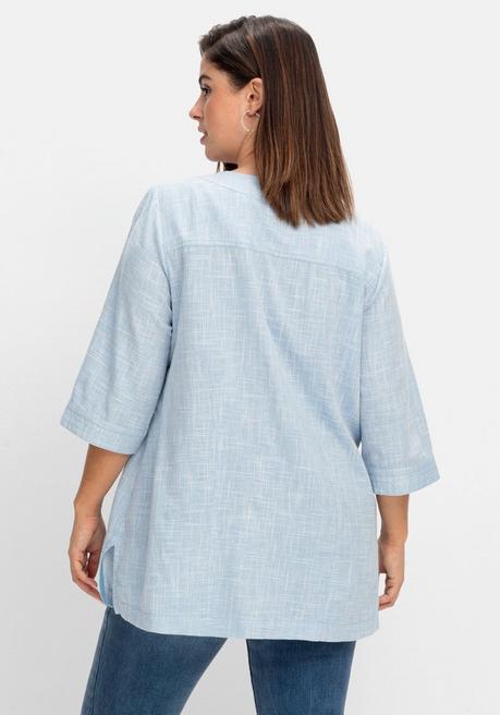 Sheego Tunika Mit Reißverschluss Am V-Ausschnitt - Blau Sheego