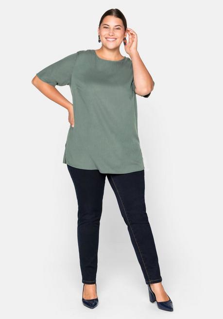 Sheego Tunika Mit Rundhalsausschnitt Und Rückenpasse - Salbeigrün Sheego