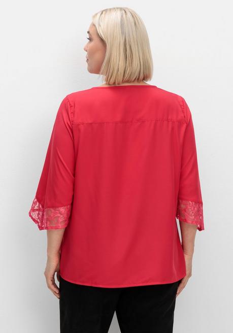 Sheego Tunika Mit Spitze Und Trompetenärmeln - Rot Sheego