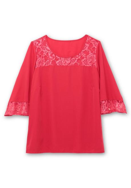 Sheego Tunika Mit Spitze Und Trompetenärmeln - Rot Sheego