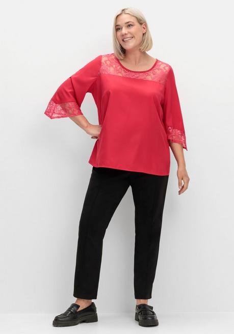 Sheego Tunika Mit Spitze Und Trompetenärmeln - Rot Sheego