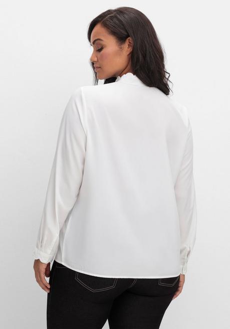 Sheego Tunika Mit Stehkragen Und Gewellten Kanten - Weiß Sheego