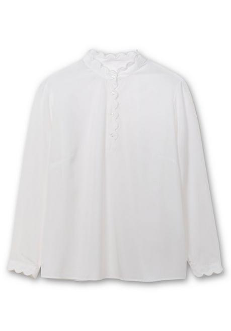 Sheego Tunika Mit Stehkragen Und Gewellten Kanten - Weiß Sheego