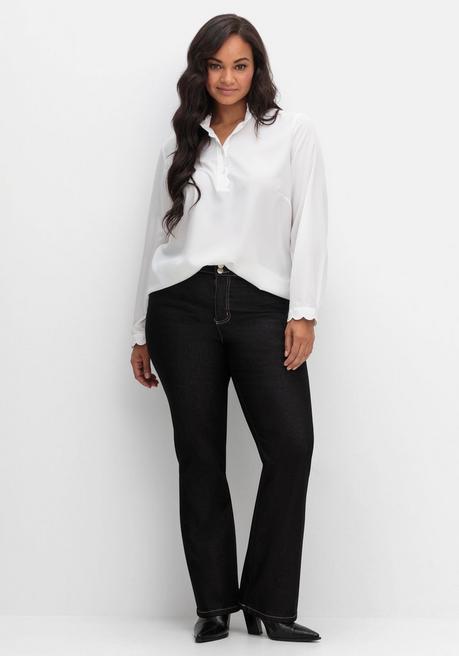 Sheego Tunika Mit Stehkragen Und Gewellten Kanten - Weiß Sheego