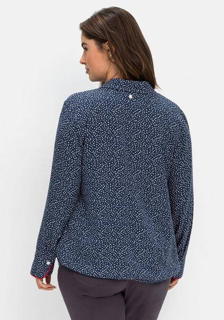 Sheego Tunika Mit Tupfenprint, In Wickeloptik - Nachtblau Gemustert Sheego