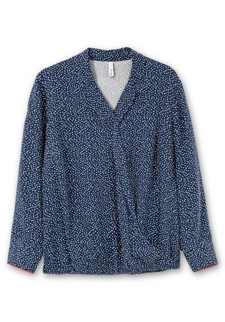 Sheego Tunika Mit Tupfenprint, In Wickeloptik - Nachtblau Gemustert Sheego