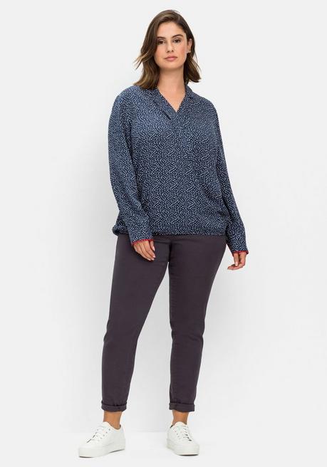 Sheego Tunika Mit Tupfenprint, In Wickeloptik - Nachtblau Gemustert Sheego