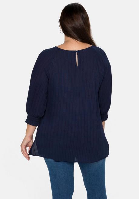 Sheego Tunika Mit U-Boot-Ausschnitt, In Strukturqualität - Marine Sheego