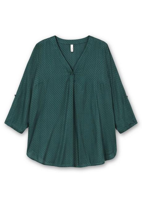 Sheego Tunika Mit V-Ausschnitt, In Strukturierter Optik - Tiefgrün Sheego