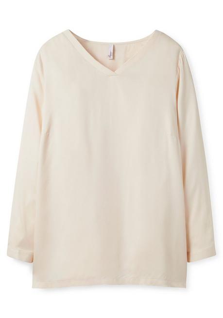 Sheego Tunika Mit V-Ausschnitt, Passe Und Kellerfalte - Ecru Sheego