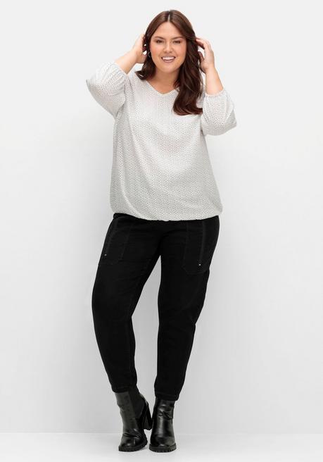 Sheego Tunika Mit V-Ausschnitt Und Alloverprint - Weiß Gemustert Sheego