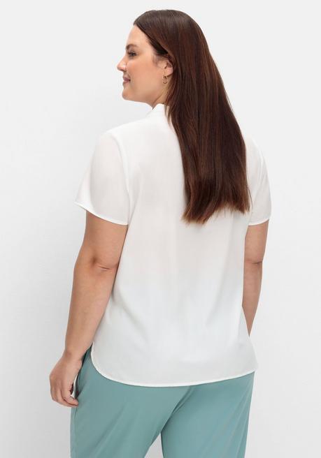 Sheego Tunika Mit V-Ausschnitt Und Faltendetail Vorn - Weiß Sheego