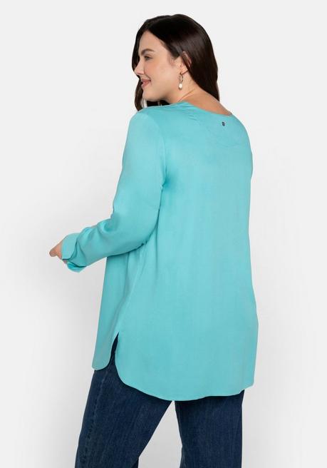 Sheego Tunika Mit V-Ausschnitt Und Gerundetem Saum - Aqua Sheego