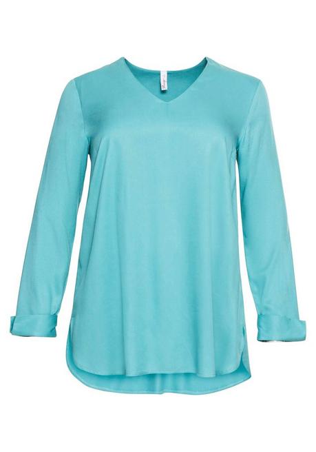 Sheego Tunika Mit V-Ausschnitt Und Gerundetem Saum - Aqua Sheego