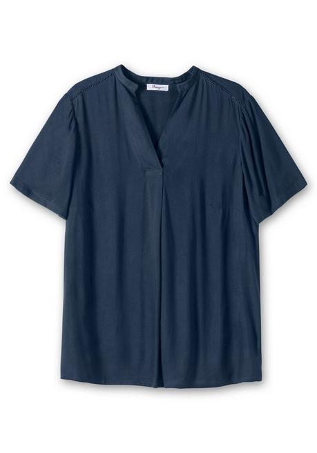 Sheego Tunika Mit V-Ausschnitt Und Stehkragen - Nachtblau Sheego