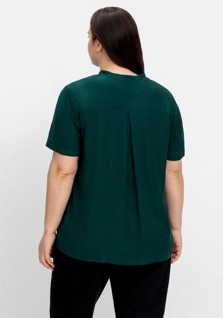 Sheego Tunika Mit V-Ausschnitt Und Stehkragen - Tiefgrün Sheego