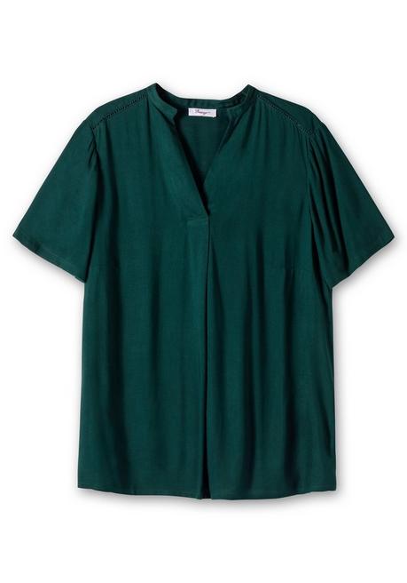 Sheego Tunika Mit V-Ausschnitt Und Stehkragen - Tiefgrün Sheego