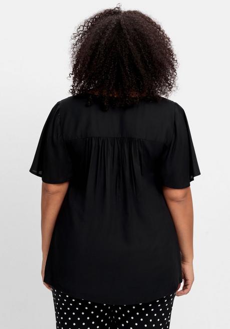 Sheego Tunika Mit Weitem Ärmel, In Leichter A-Linie - Schwarz Sheego