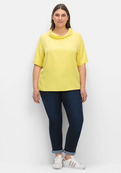 CREATION L PREMIUM Tunika Mit Weitem Stehkragen, Leicht Schimmernd - Zitronengelb Sheego