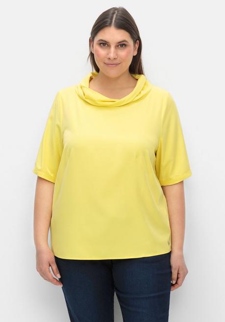 CREATION L PREMIUM Tunika mit weitem Stehkragen, leicht schimmernd - zitronengelb sheego