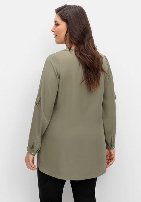 Creation L Tunika Mit Zierknöpfen Und Krempelärmeln - Khaki Sheego